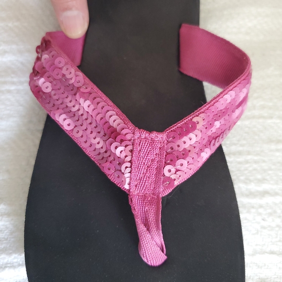 Black Flip Flops with Pink and Blue Straps - Picture 5 of 9